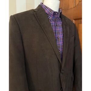 Chaps Velvet Sport Coat Blazer‎ Mens 46R Dark Brown Two-Button Jacket Preppy
